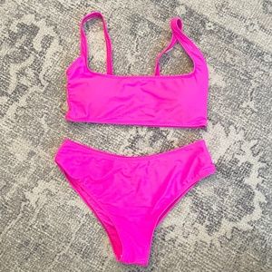 Bright Hot Pink two piece bikini swimsuit swimming suit Barbie